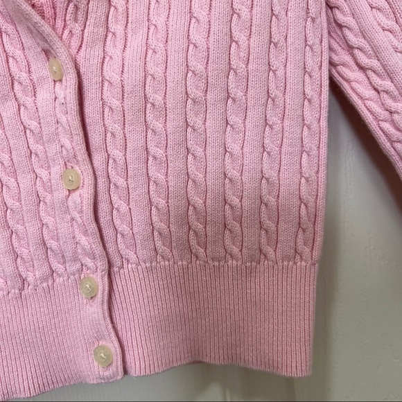 𝅺POLO Ralph Lauren| Girls Buttoned Down Cable Knit Sweater Pink- Size 24 months - Picture 2 of 5